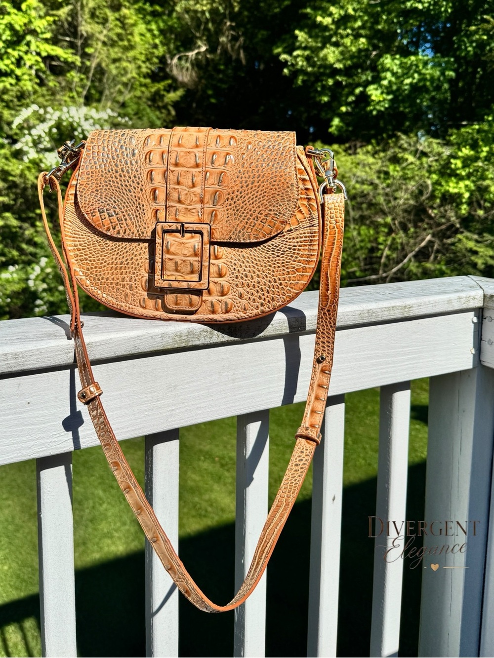 Brahmin Cynthia Convertible Crossbody Bag Toasted Almond Melbourne Embossed